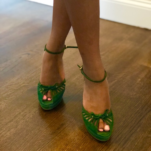 Green suede Gucci heels - Picture 2 of 12